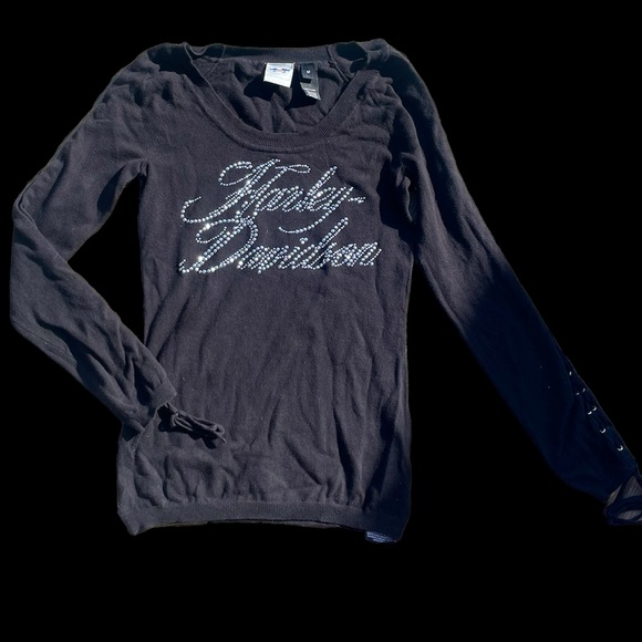 Harley Davidson Black rime stone sweater - Picture 1 of 2